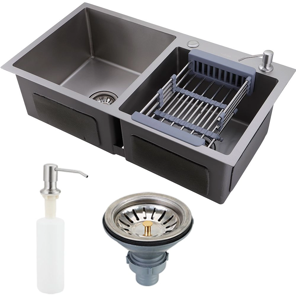 Cuba para cozinha pia dupla em aço inox com acessórios Awá PIngoo.casa