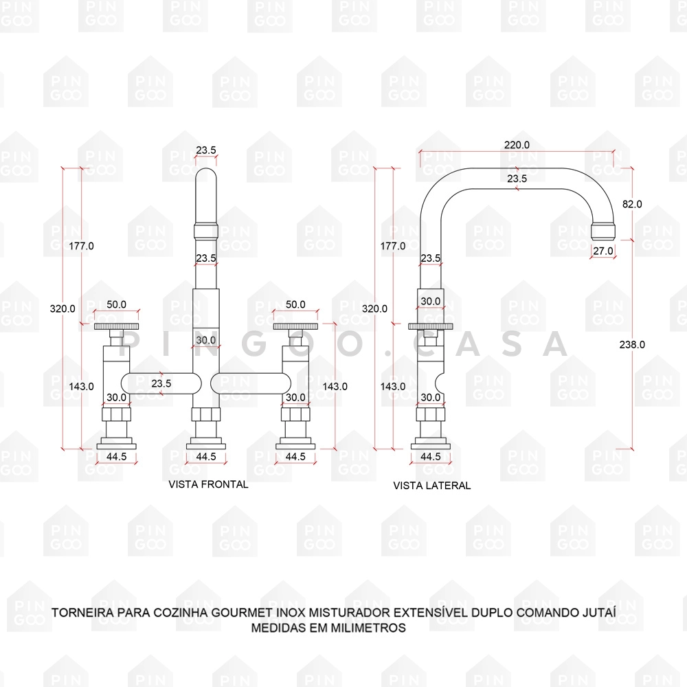 Cuba para Cozinha com Acessórios Jarauara e Torneira Misturador Extensível Duplo Comando Jutaí - Prata