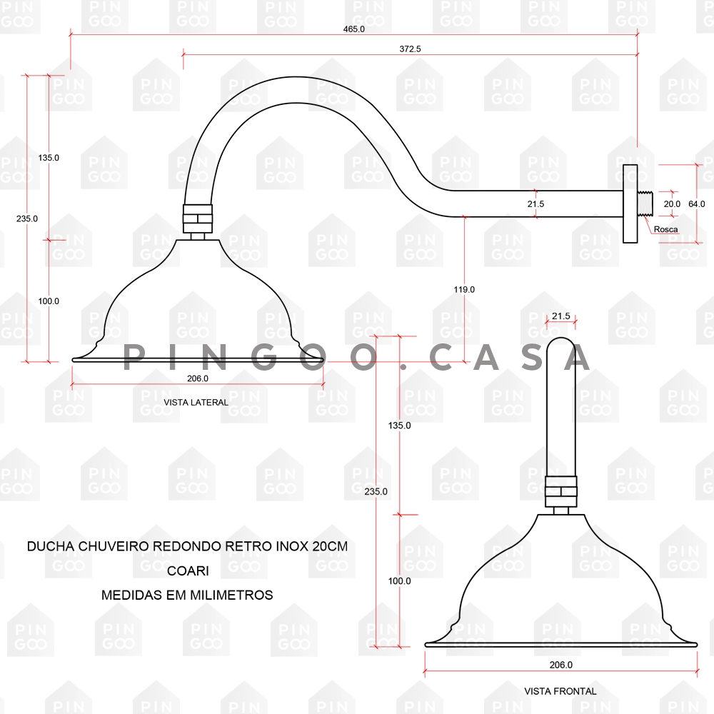 Ducha Chuveiro Redondo Retrô Inox 20cm Coari Pingoo.casa - Dourado Rose Ducha Chuveiro Redondo Retrô Inox 20cm Coari Pingoo.casa - Dourado Rose