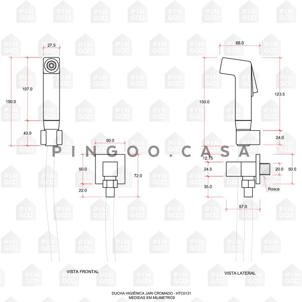 Kit Ducha Jacuí e Acabamento de Registro Pingoo.casa - Prata