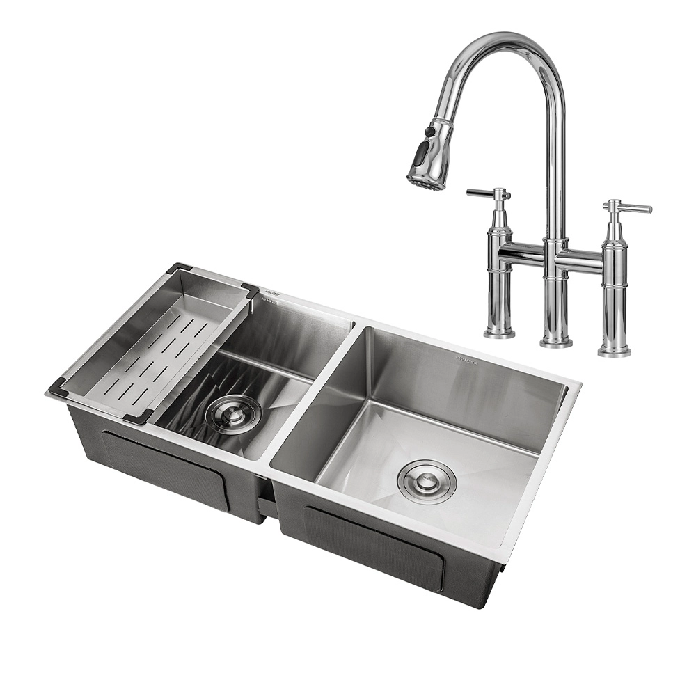 Cuba para Cozinha Tukano e Torneira Misturador Duplo Comando Içá Aço Inox - Prata Cuba para Cozinha Tukano e Torneira Misturador Duplo Comando Içá Aço Inox - Prata