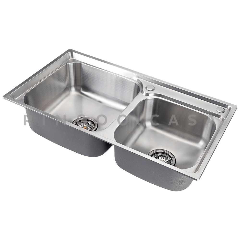 Kit Cuba Dupla Gourmet para Cozinha e Acessórios Aço Inox 78x43cm Tábua de Corte e Torneira Misturador Monocomando Munim
