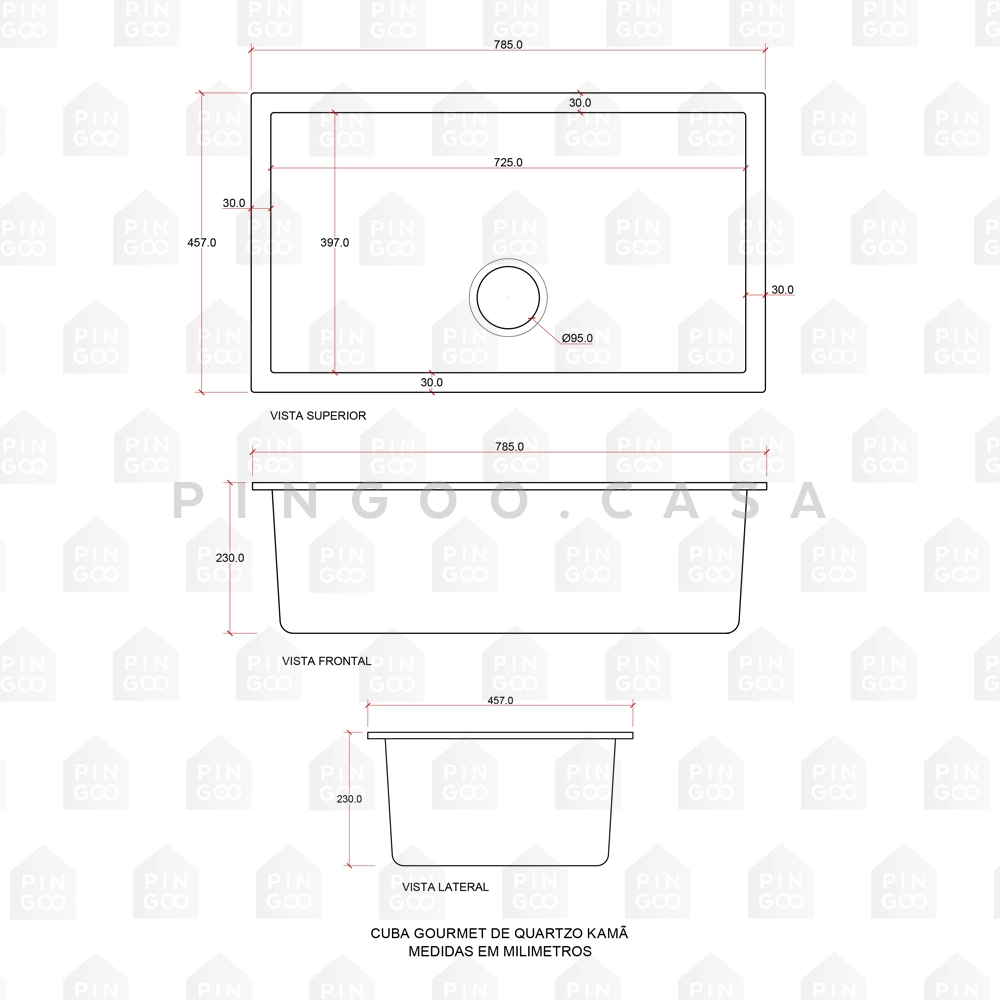 Cuba Gourmet para Cozinha com Acessórios Quartzo 45x78cm Kamã Pingoo.casa - Cinza Cuba Gourmet para Cozinha com Acessórios Quartzo 45x78cm Kamã Pingoo.casa - Cinza