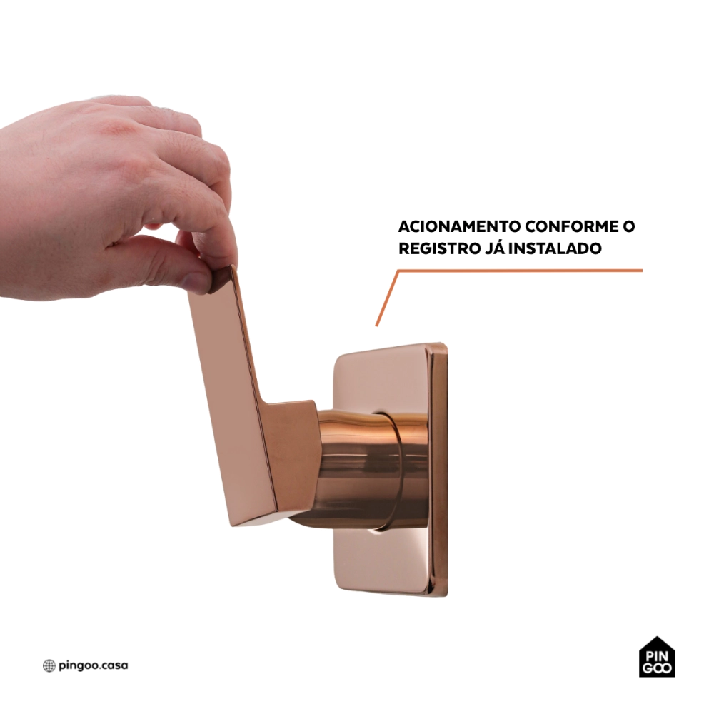 Acabamento de Misturador Monocomando Quadrado para Banheiro Oiapoque Pingoo.casa - Dourado Rose