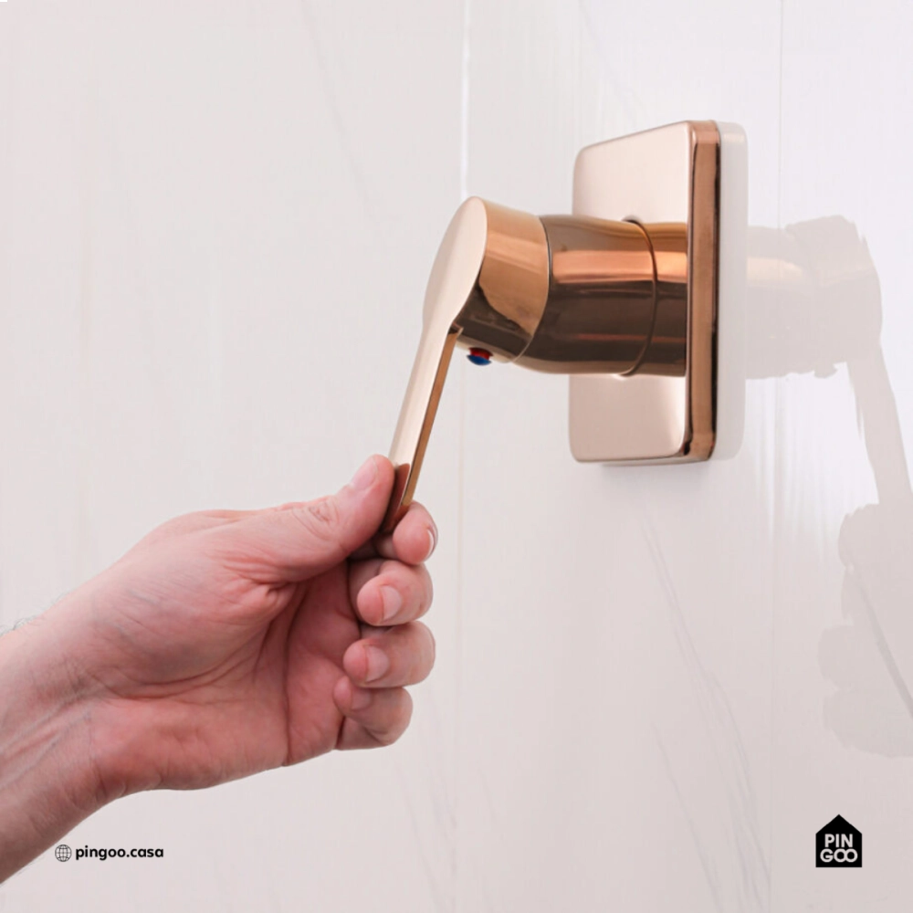 Acabamento de Misturador Monocomando Redondo Guaporé Pingoo.casa - Dourado Rose