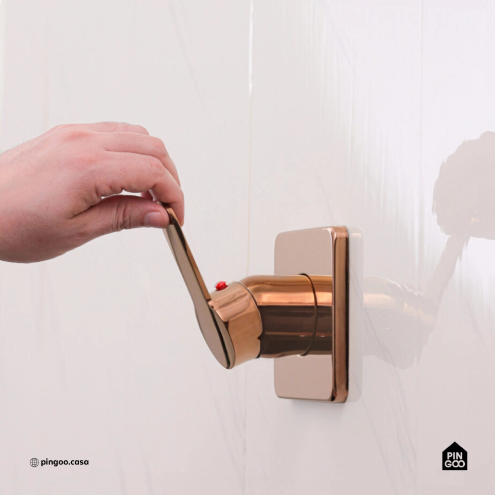 Acabamento de Misturador Monocomando Redondo Guaporé Pingoo.casa - Dourado Rose