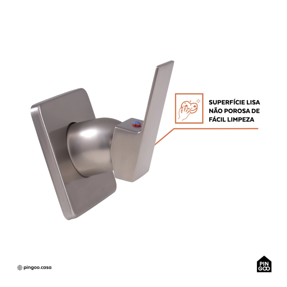 Acabamento de Misturador Monocomando Quadrado para Banheiro Oiapoque Pingoo.casa - Prata Escovado