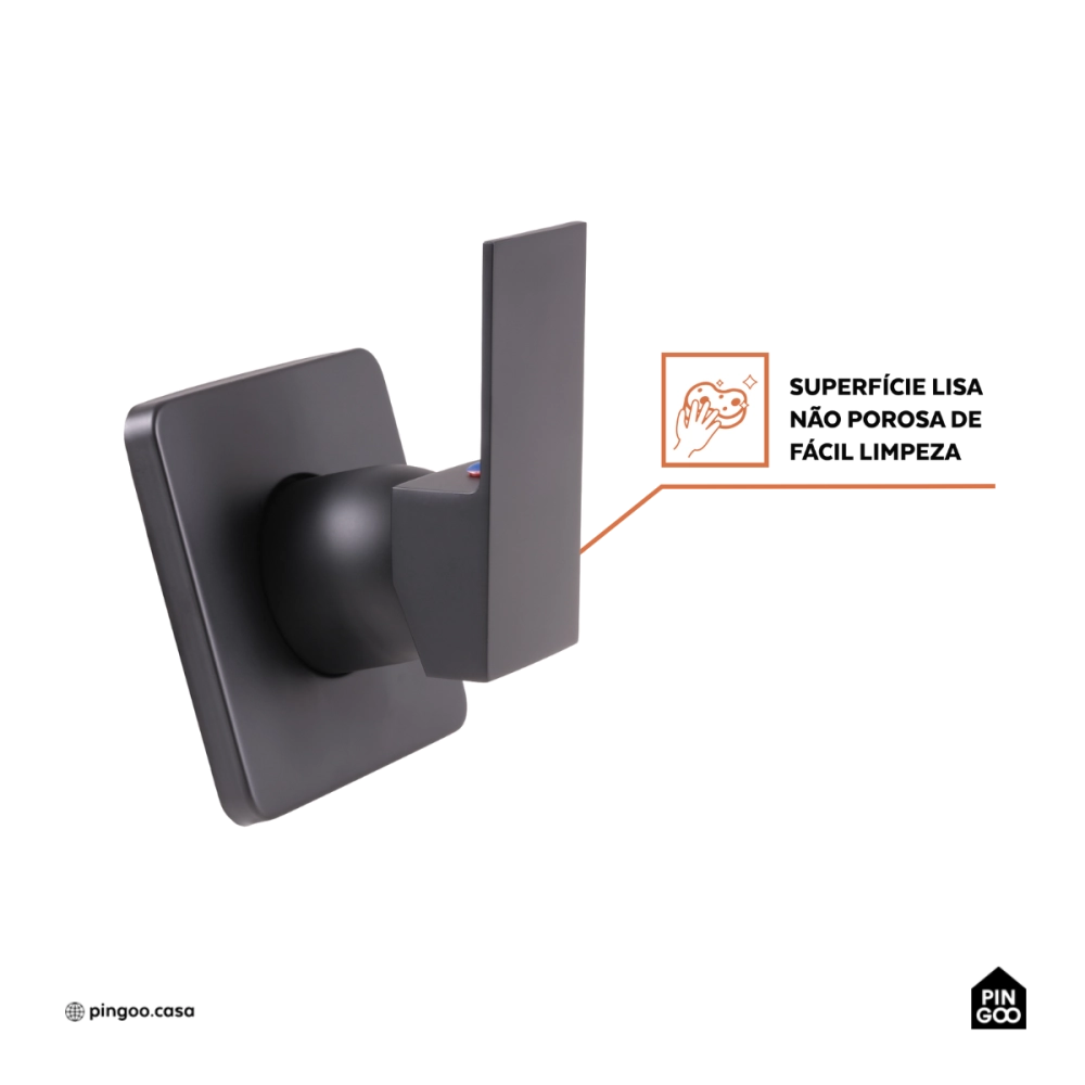 Acabamento de Misturador Monocomando Quadrado para Banheiro Oiapoque Pingoo.casa - Preto