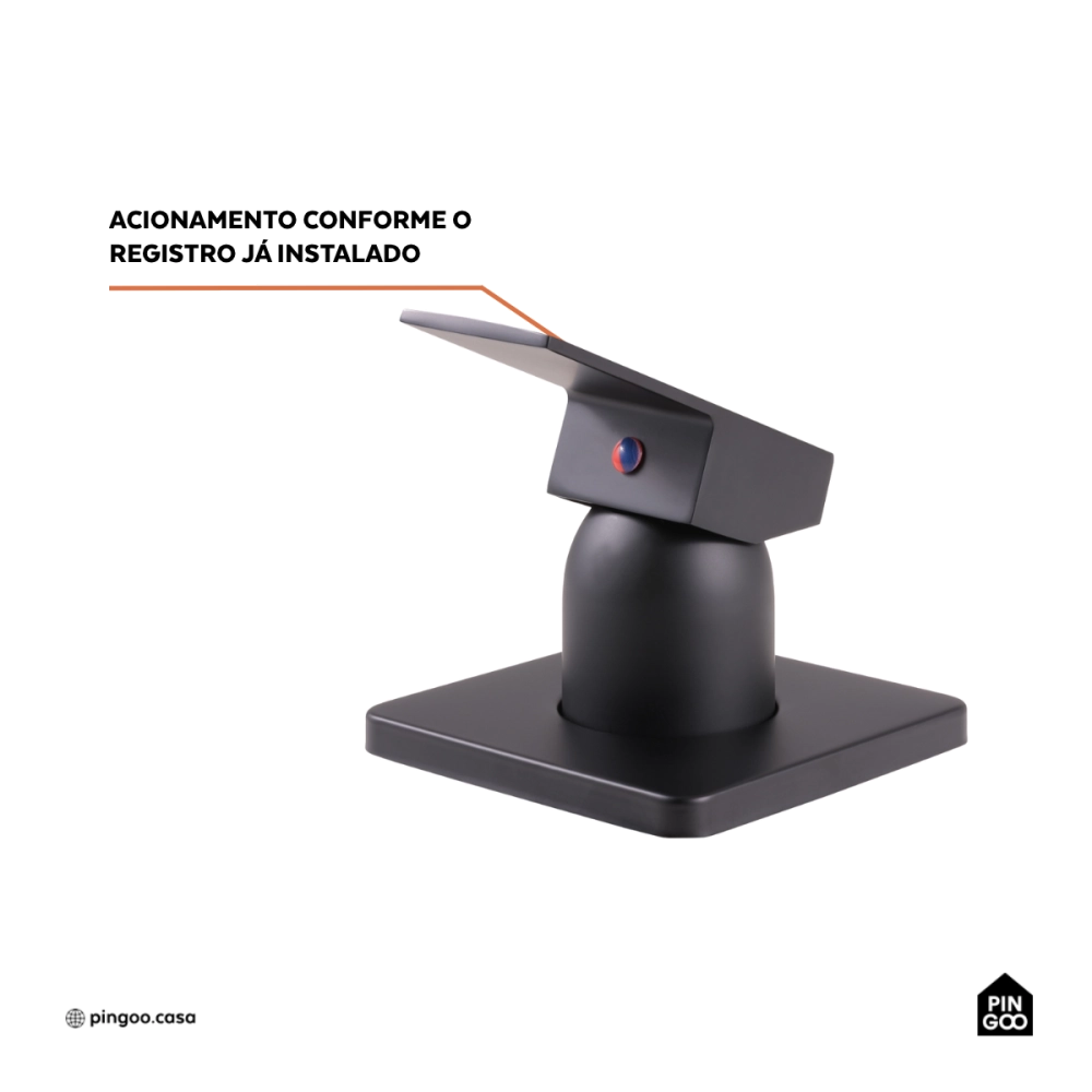 Acabamento de Misturador Monocomando Quadrado para Banheiro Oiapoque Pingoo.casa - Preto