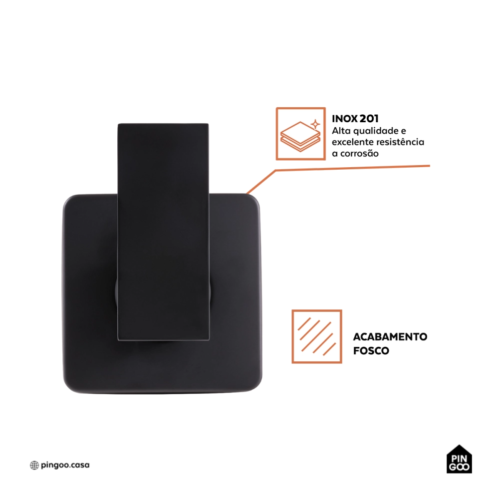 Acabamento de Misturador Monocomando Quadrado para Banheiro Oiapoque Pingoo.casa - Preto