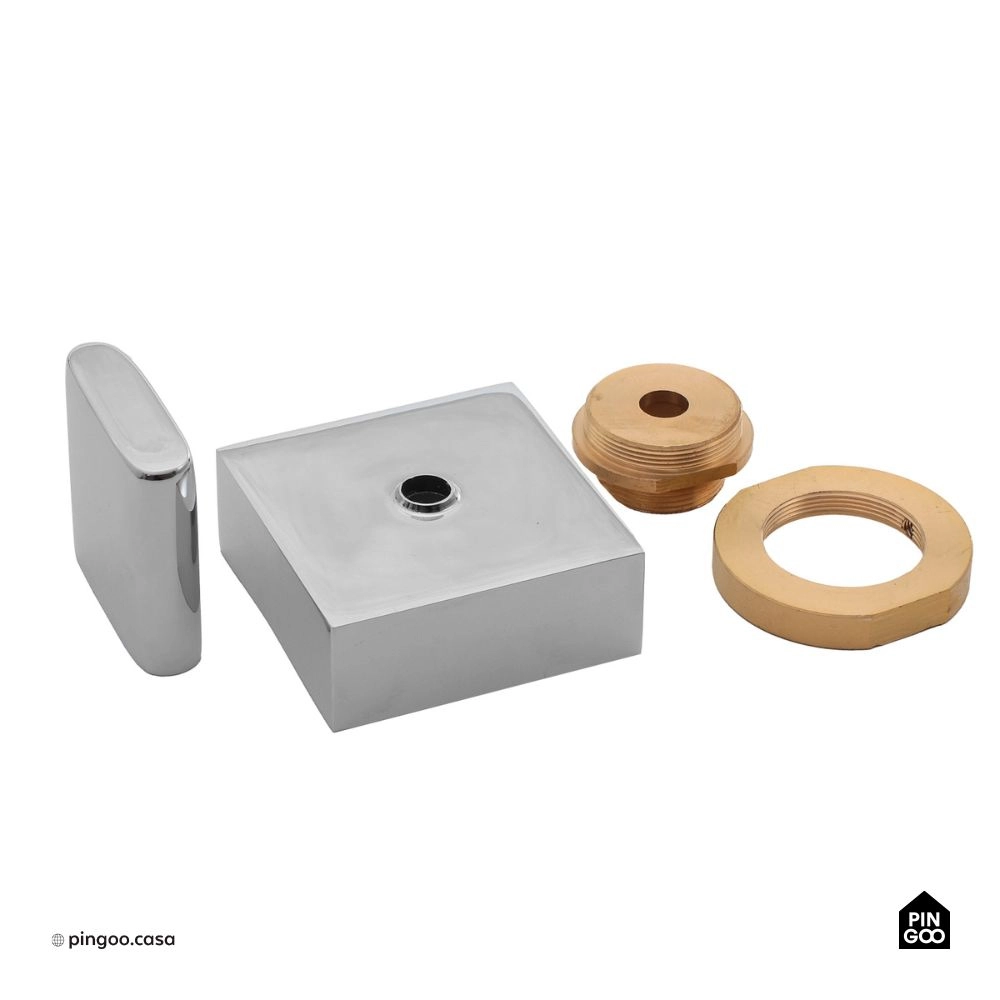 Acabamento de Registro Para Banheiro Quadrado Toropi Prata Acabamento de Registro Para Banheiro Quadrado Toropi Prata