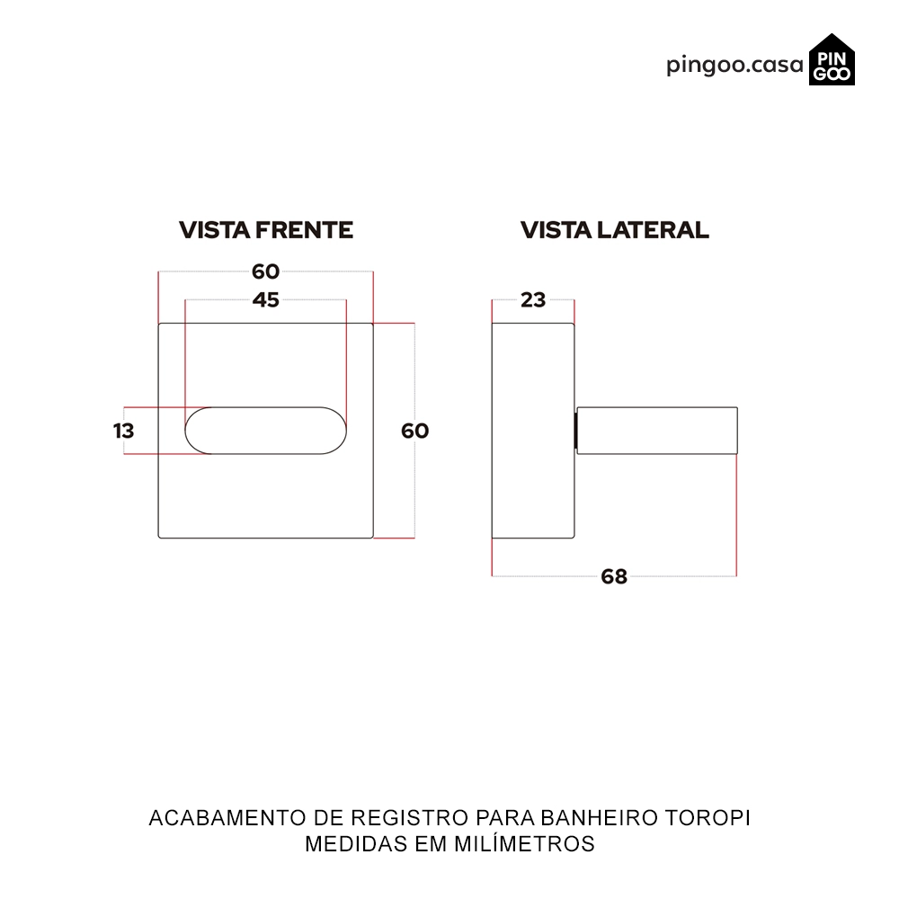 Acabamento de Registro Para Banheiro Quadrado Toropi Prata Acabamento de Registro Para Banheiro Quadrado Toropi Prata