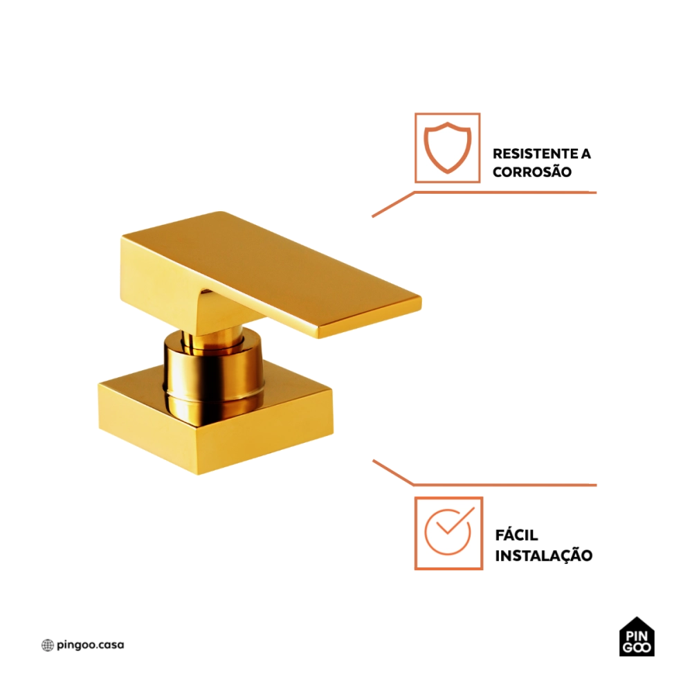 Acabamento de registro quadrado Ibó Pingoo.casa - Dourado