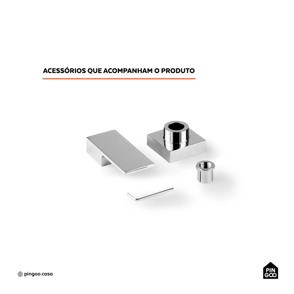 Acabamento de registro quadrado Ibó Pingoo.casa - Prata 