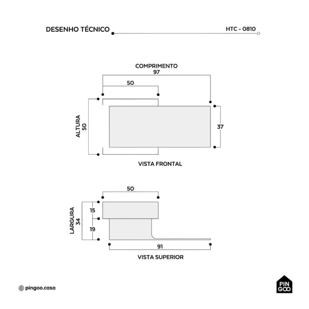 Acabamento de registro quadrado Ibó Pingoo.casa - Preto 