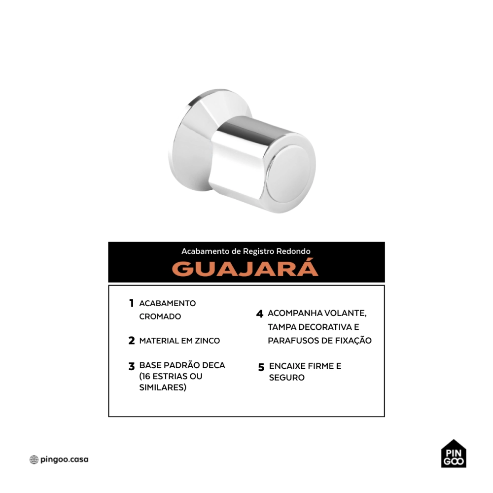 Acabamento de registro redondo Guajará Pingoo.casa - Prata