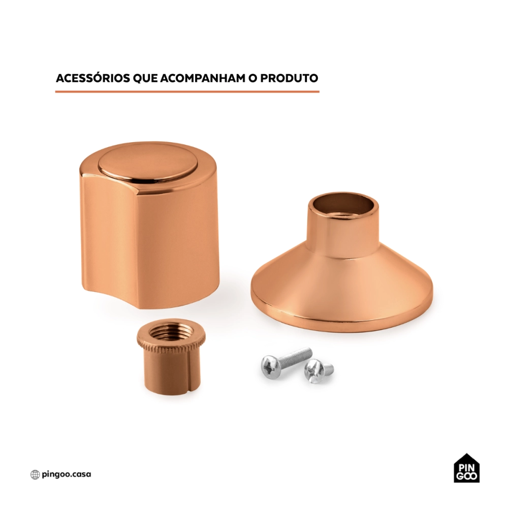 Acabamento de registro redondo Guajará Pingoo.casa - Dourado Rose Acabamento de registro redondo Guajará Pingoo.casa - Dourado Rose