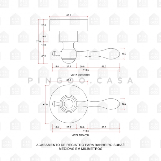 Acabamento de Registro para Banheiro Subaé Prata