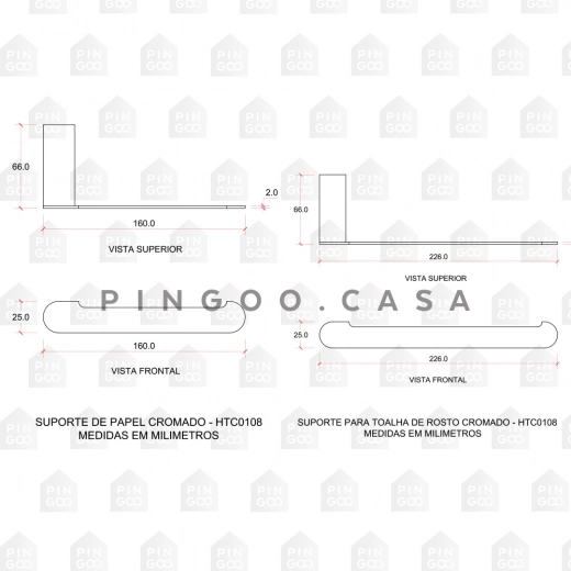 Acessórios para Banheiro 2 Peças Vila Nova Preto