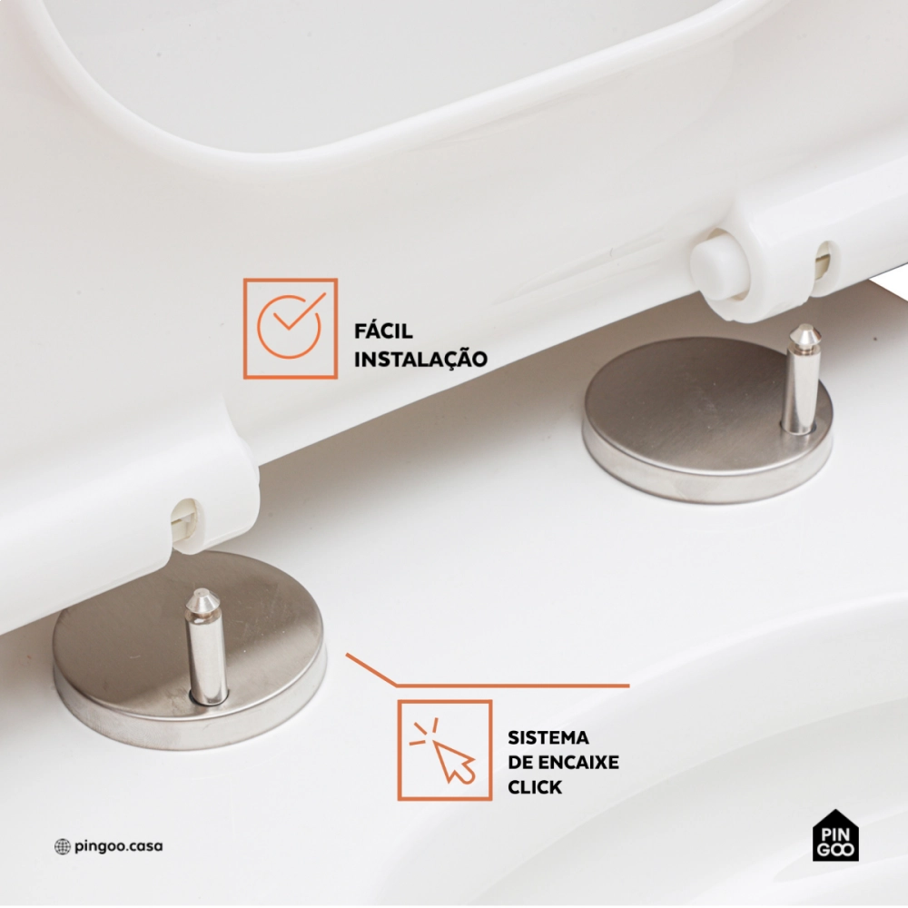 Assento Plástico com Soft Close para Vaso Sanitário Amazonita - Branco