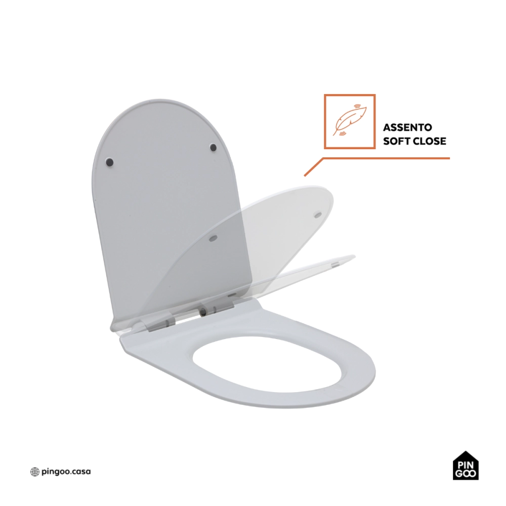 Assento Plástico com Soft Close para Vaso Sanitário Amazonita - Branco