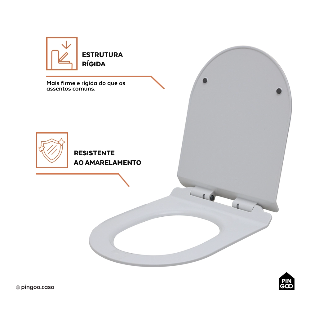 Assento Termofixo com Soft Close para Vaso Sanitário Amazonita - Branco