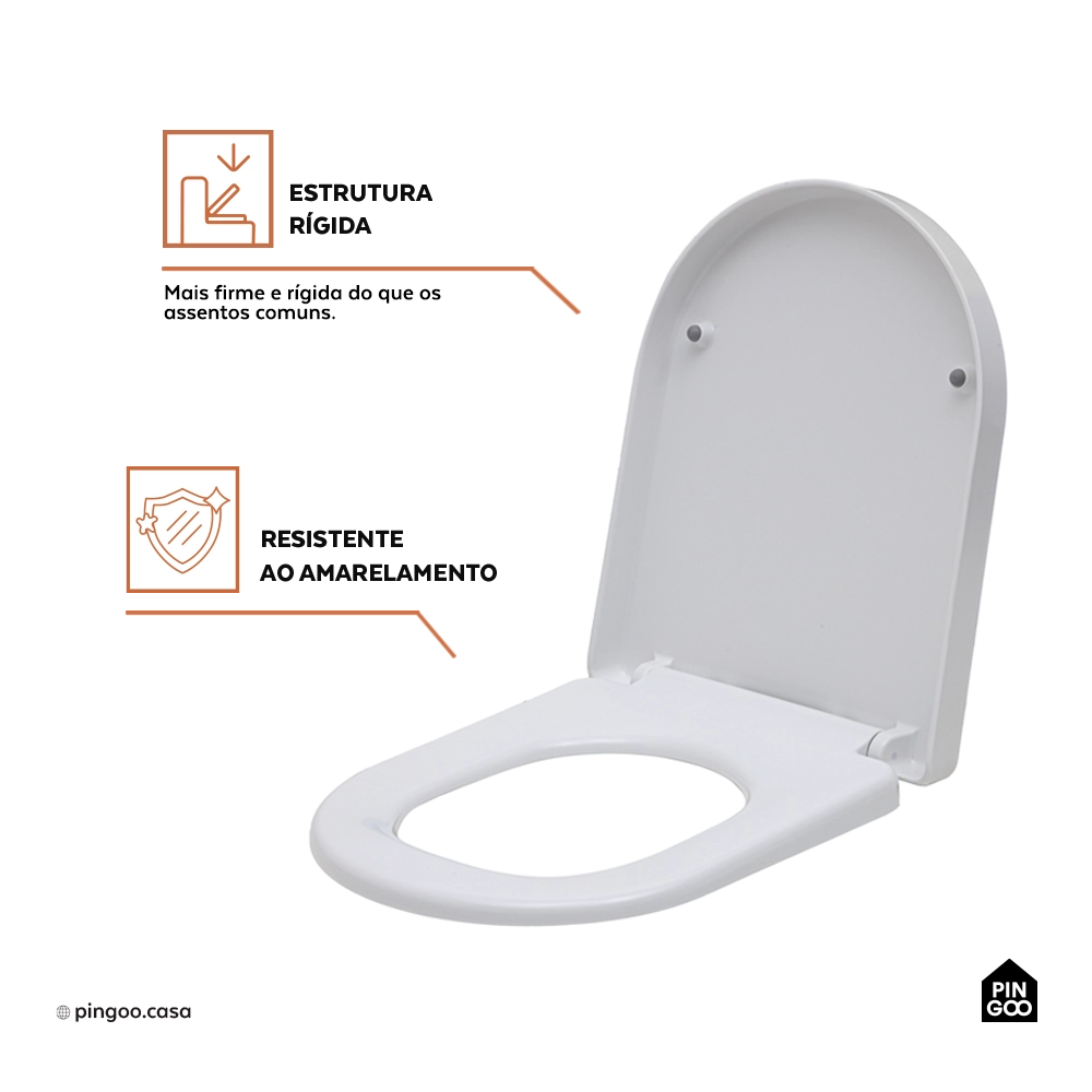 Assento Plástico com Soft Close para Vaso Sanitário Galena - Branco