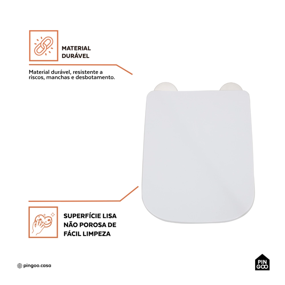 Assento Plástico com Soft Close para Vaso Sanitário Peridoto - Branco
