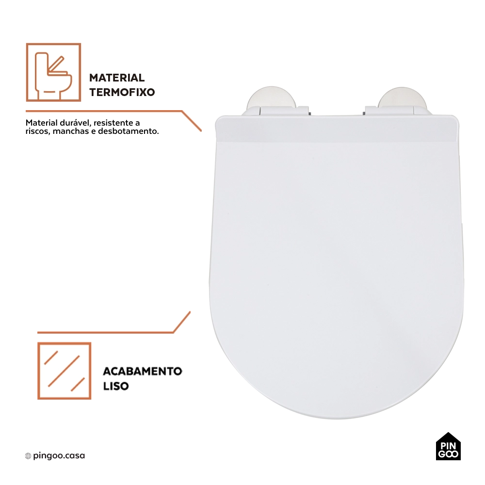 Assento Termofixo com Soft Close para Vaso Sanitário Amazonita - Branco