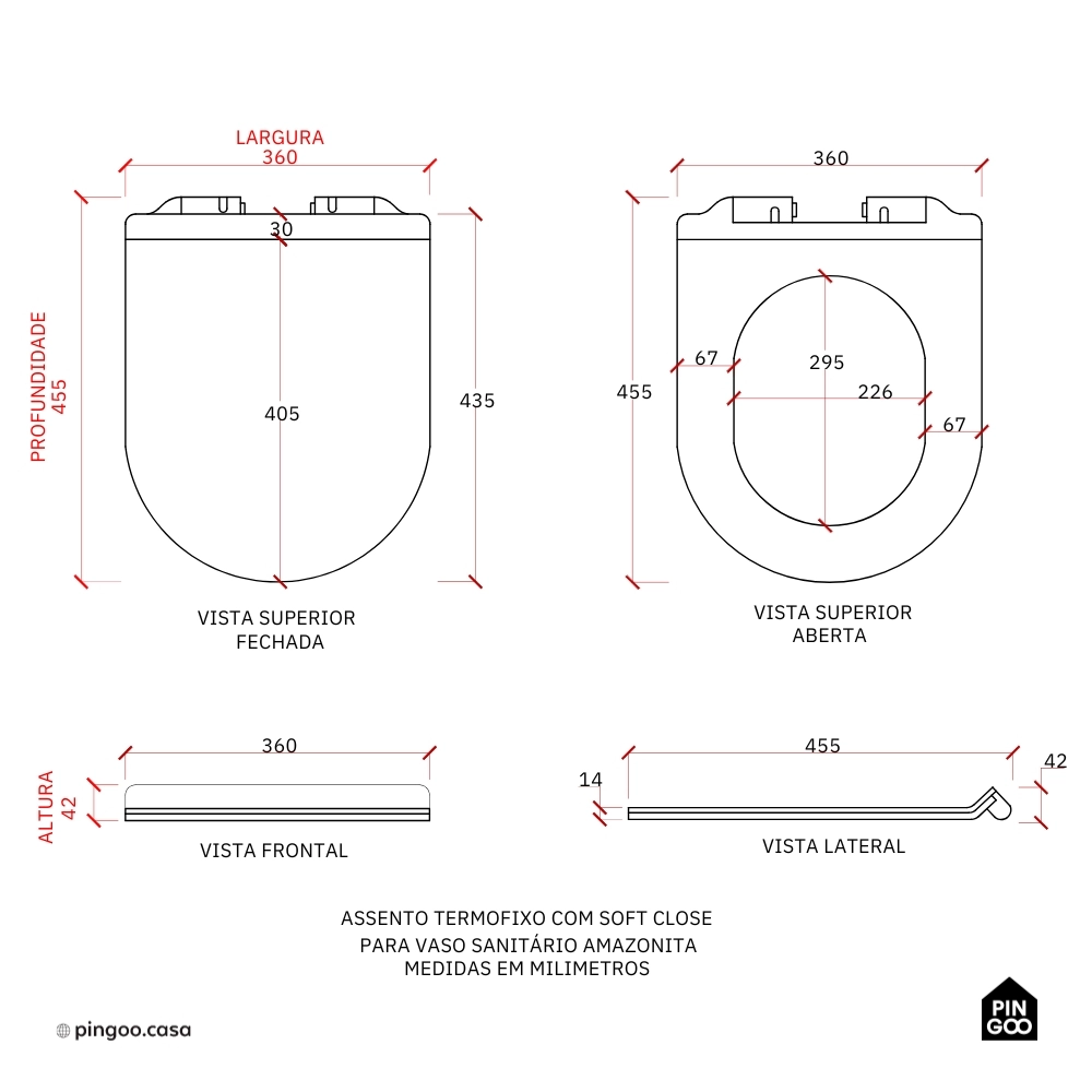 Assento Termofixo com Soft Close para Vaso Sanitário Amazonita - Branco