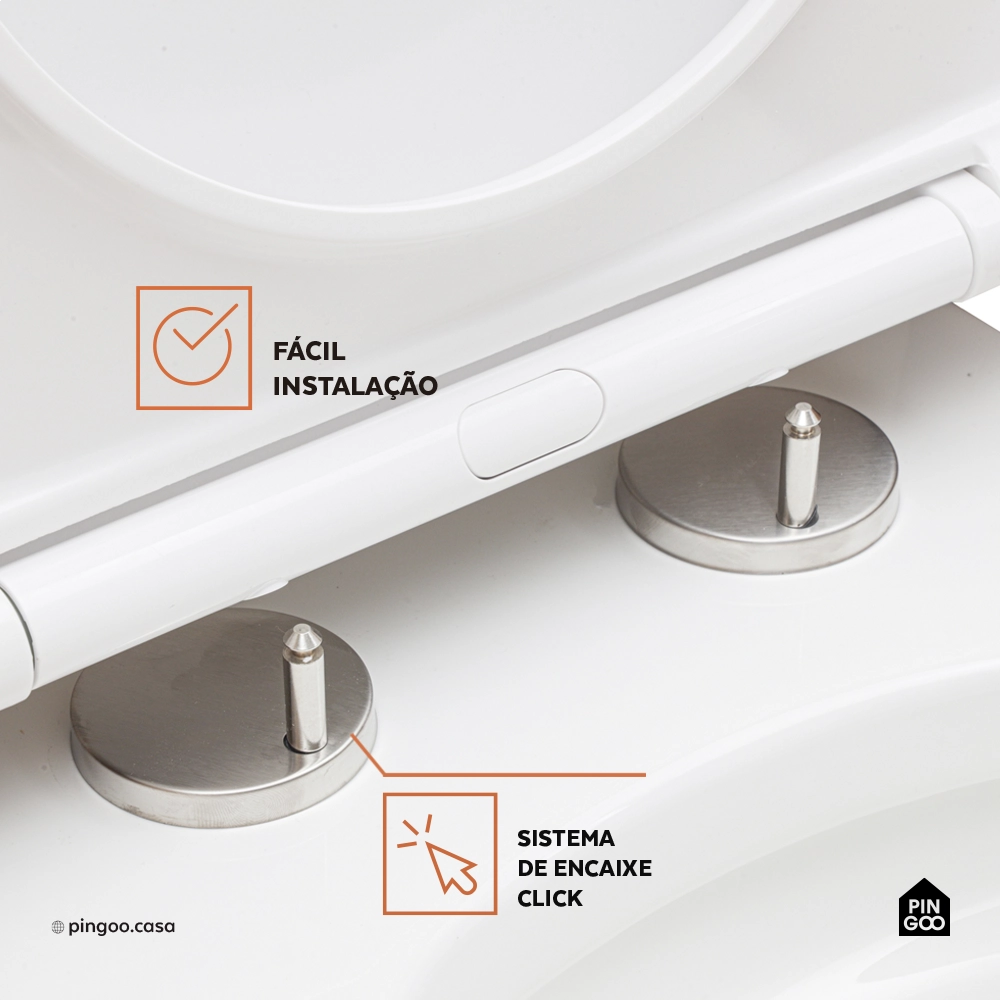 Assento Plástico com Soft Close para Vaso Sanitário Opala Pingoo.casa - Branco