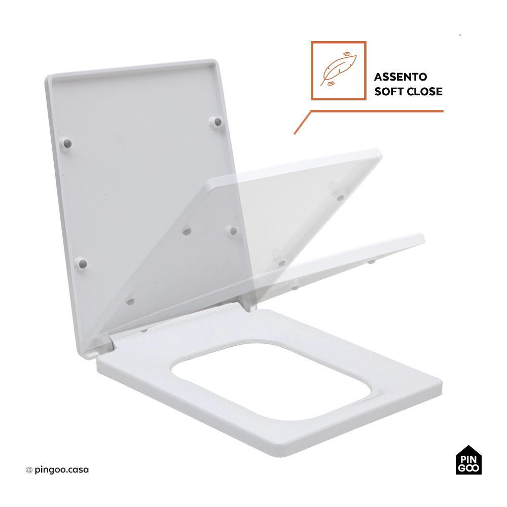 Assento Plástico com Soft Close para Vaso Sanitário Opala Pingoo.casa - Branco