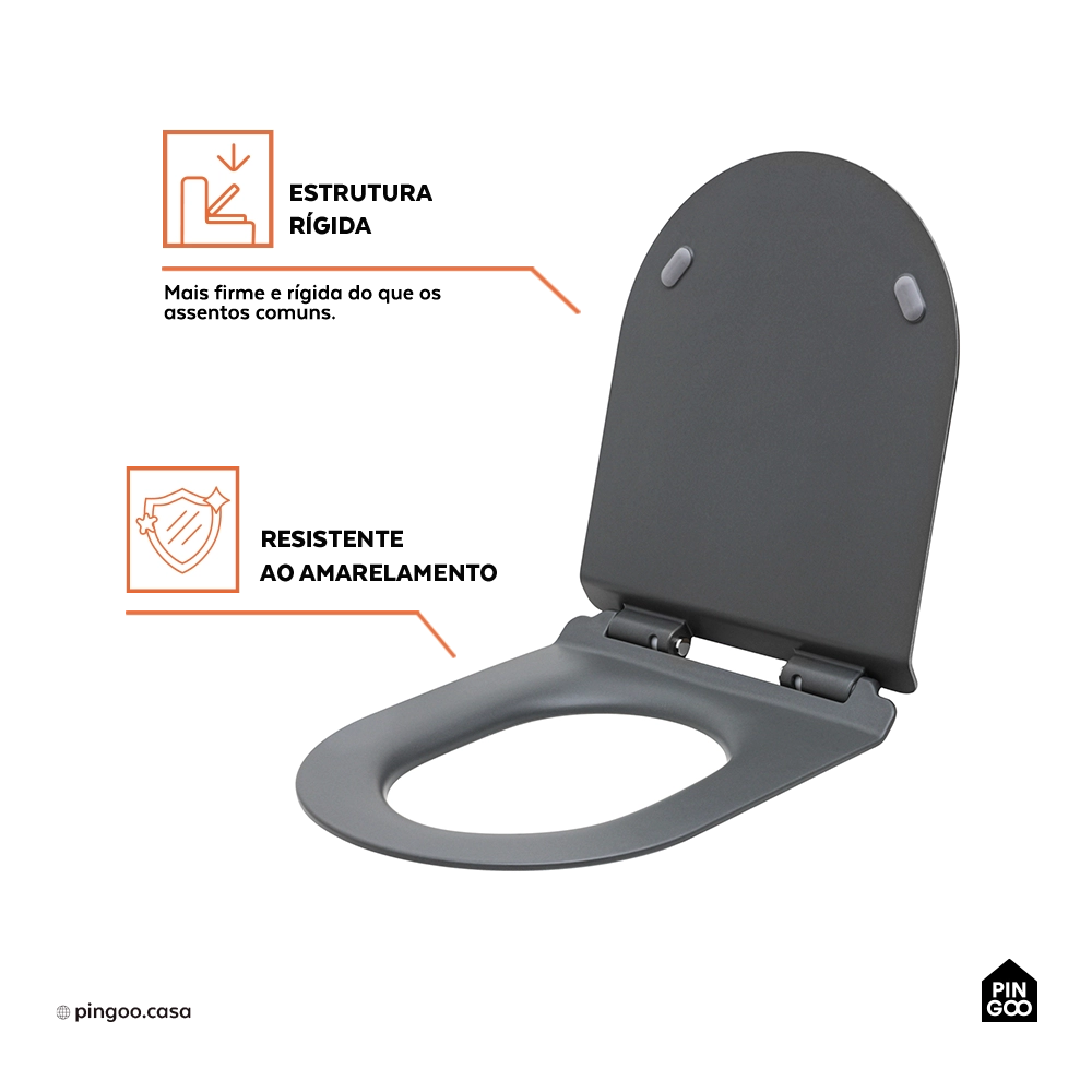 Assento Termofixo com Soft Close para Vaso Sanitário Amazonita - Cinza