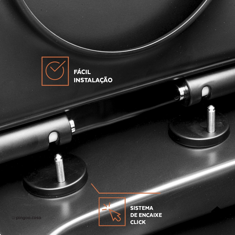 Assento Termofixo com Soft Close para Vaso Sanitário Amazonita - Preto