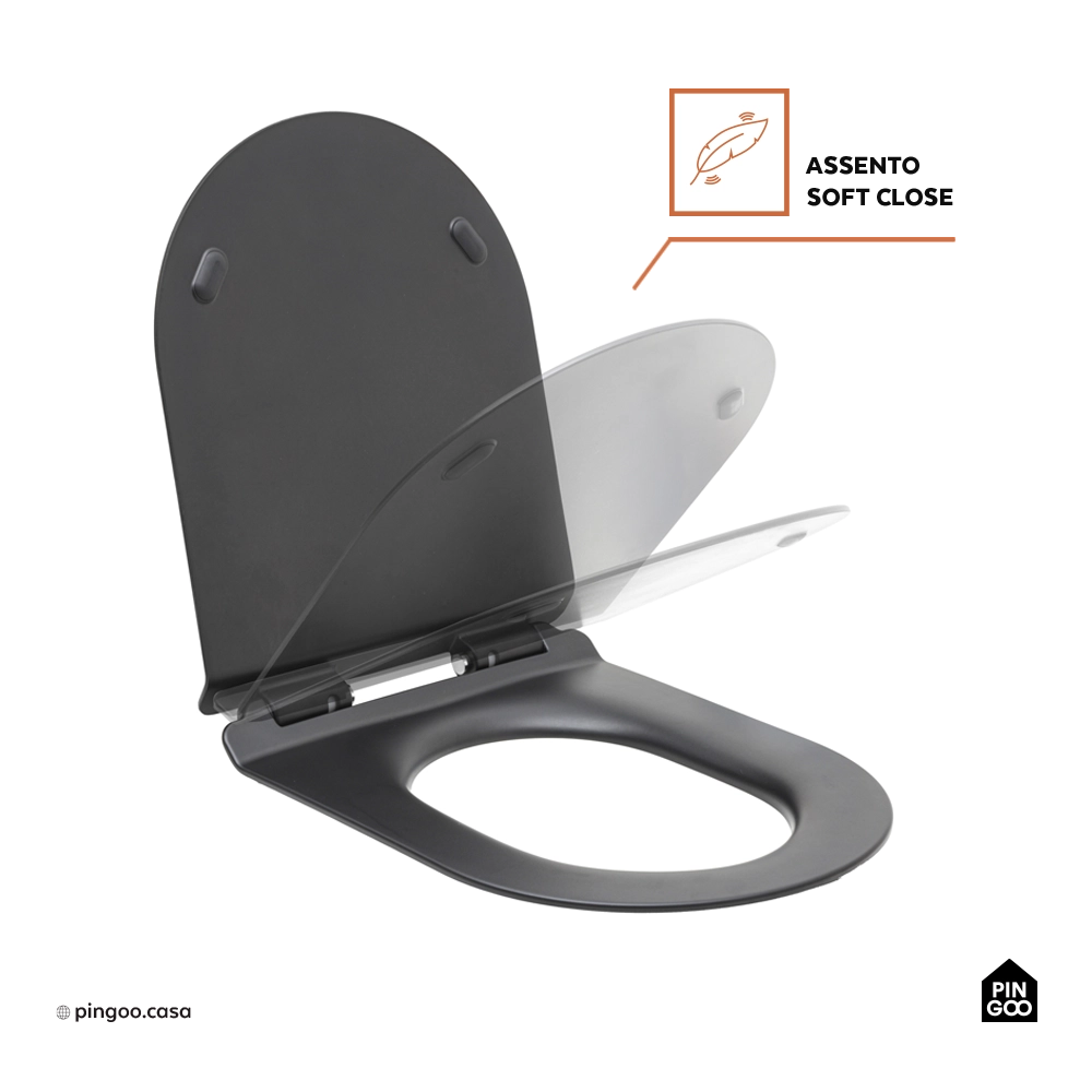 Assento Termofixo com Soft Close para Vaso Sanitário Amazonita - Preto