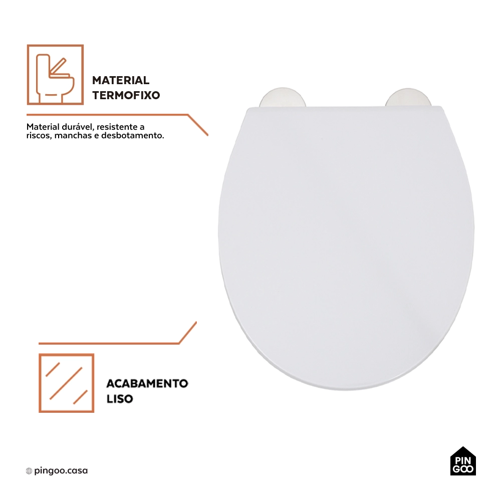 Assento Termofixo com Soft Close para Vaso Sanitário Aquarela - Branco