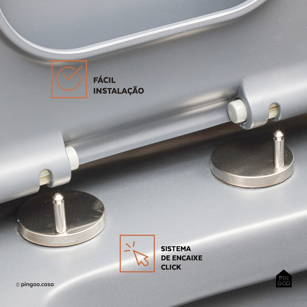 Assento Termofixo com Soft Close para Vaso Sanitário Aquarela - Cinza