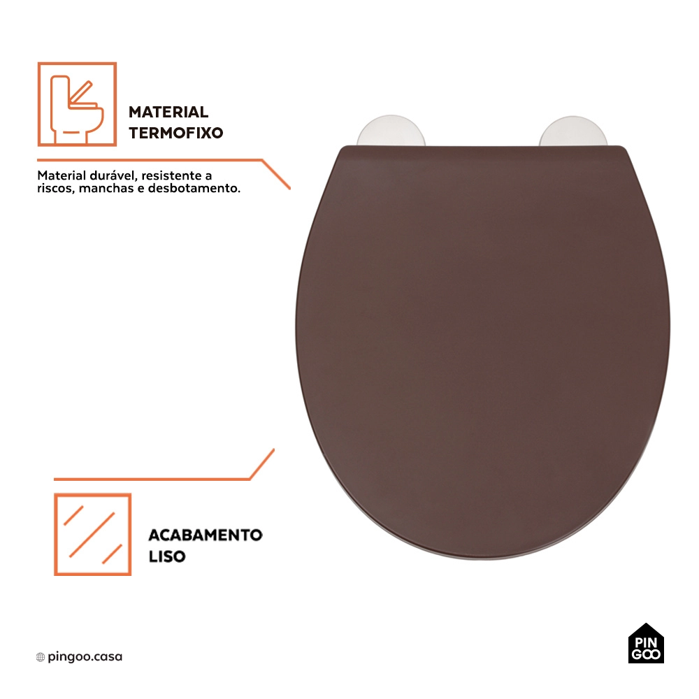 Assento Termofixo com Soft Close para Vaso Sanitário Aquarela - Marrom