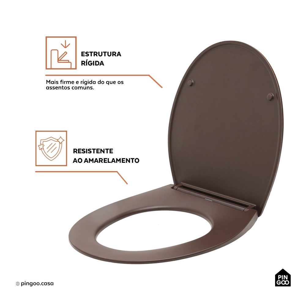 Assento Termofixo com Soft Close para Vaso Sanitário Aquarela - Marrom