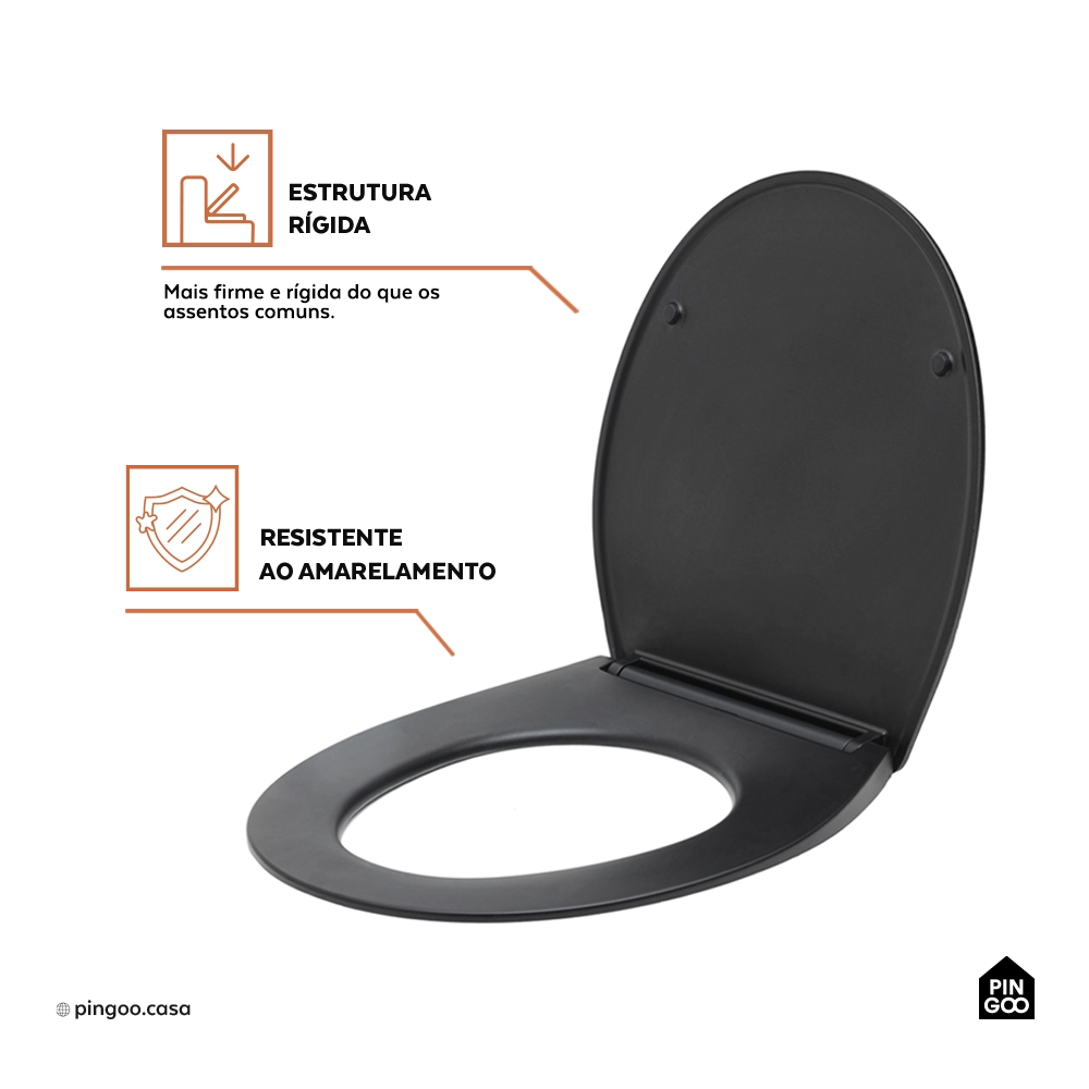 Assento Termofixo com Soft Close para Vaso Sanitário Aquarela - Preto