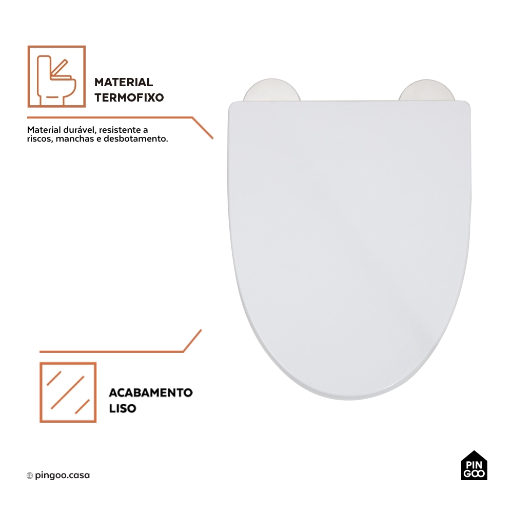 Assento Termofixo com Soft Close para Vaso Sanitário Painita - Branco