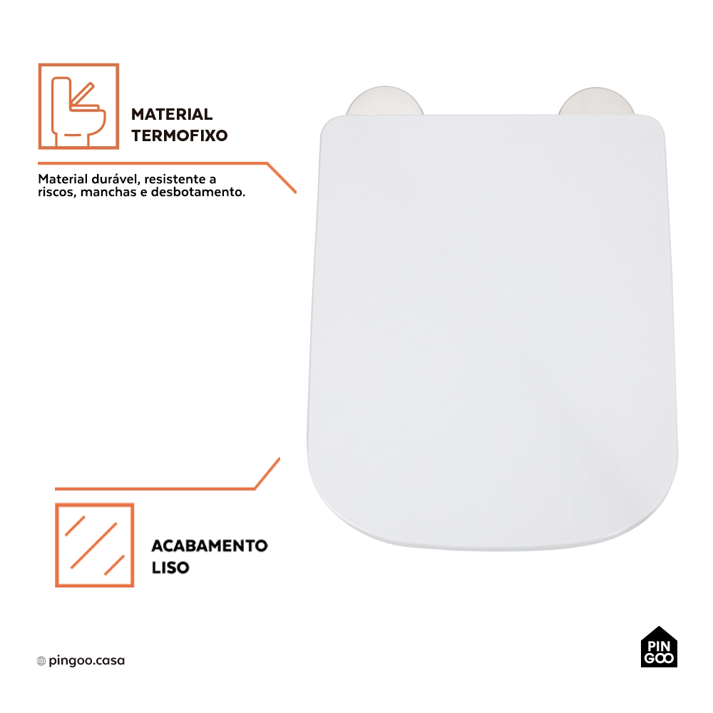 Assento Termofixo com Soft Close para Vaso Sanitário Peridoto - Branco