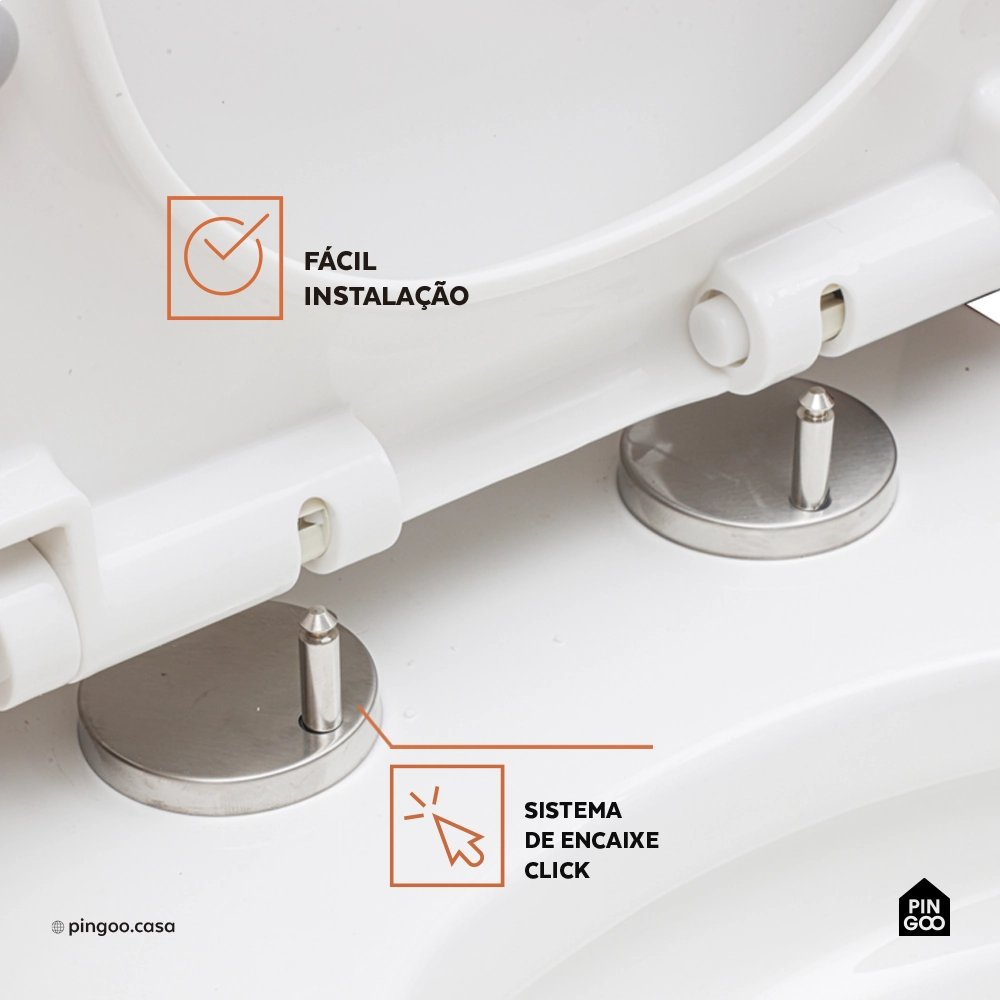 Assento Termofixo com Soft Close para Vaso Sanitário Topázio - Branco