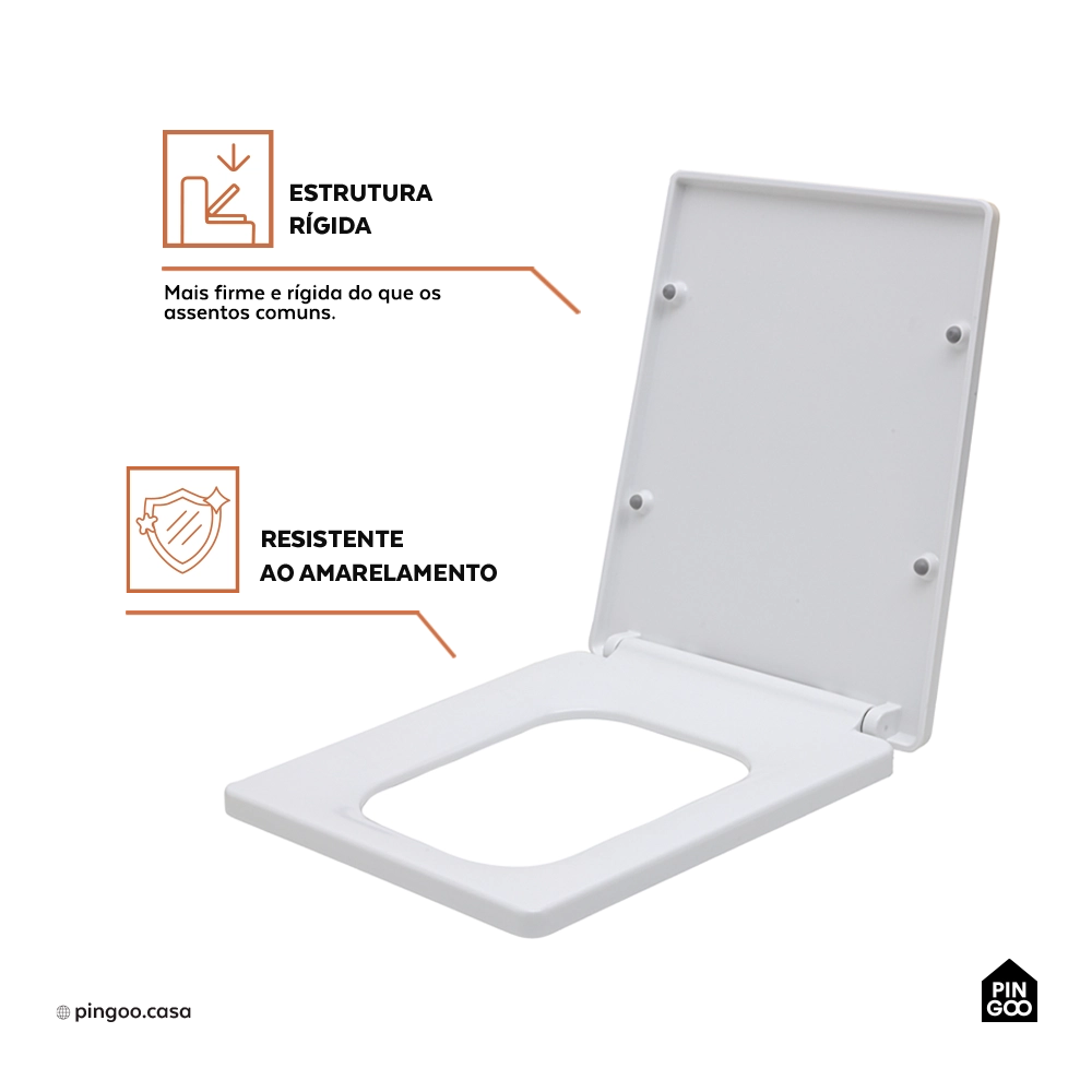Assento Termofixo com Soft Close para Vaso Sanitário Topázio - Branco