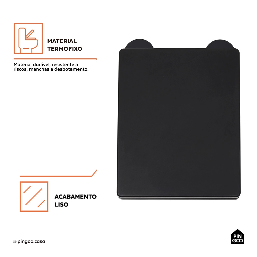 Assento Termofixo com Soft Close para Vaso Sanitário Topázio - Preto