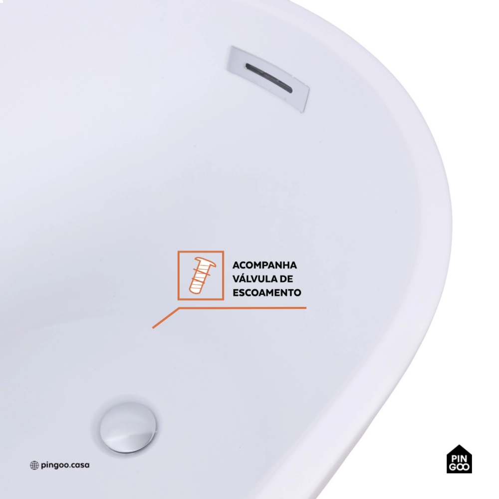 Banheira Freestanding Imersão Acrílico 165 cm Azurita Branco
