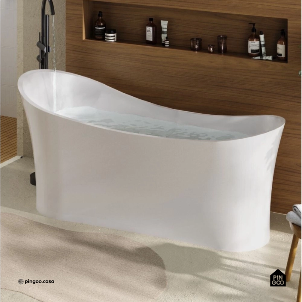 Banheira Freestanding Imersão Acrílico 165 cm Azurita Branco