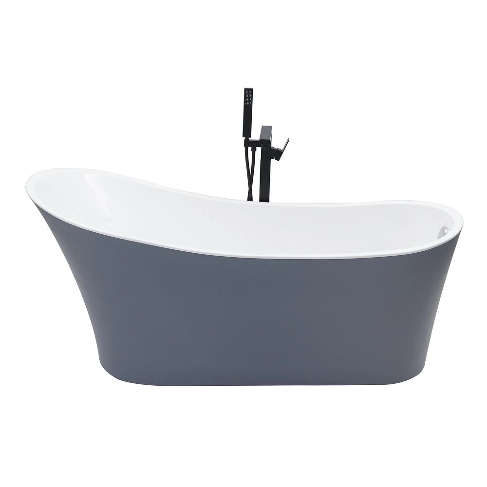 Banheira Freestanding Imersão Acrílico 165 cm Azurita Cinza