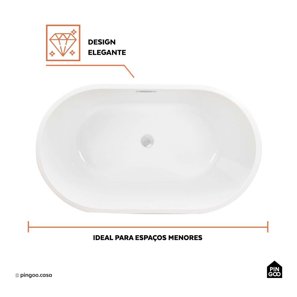 Banheira Freestanding Imersao 120 cm Aragonita Pingoo.casa - Branco