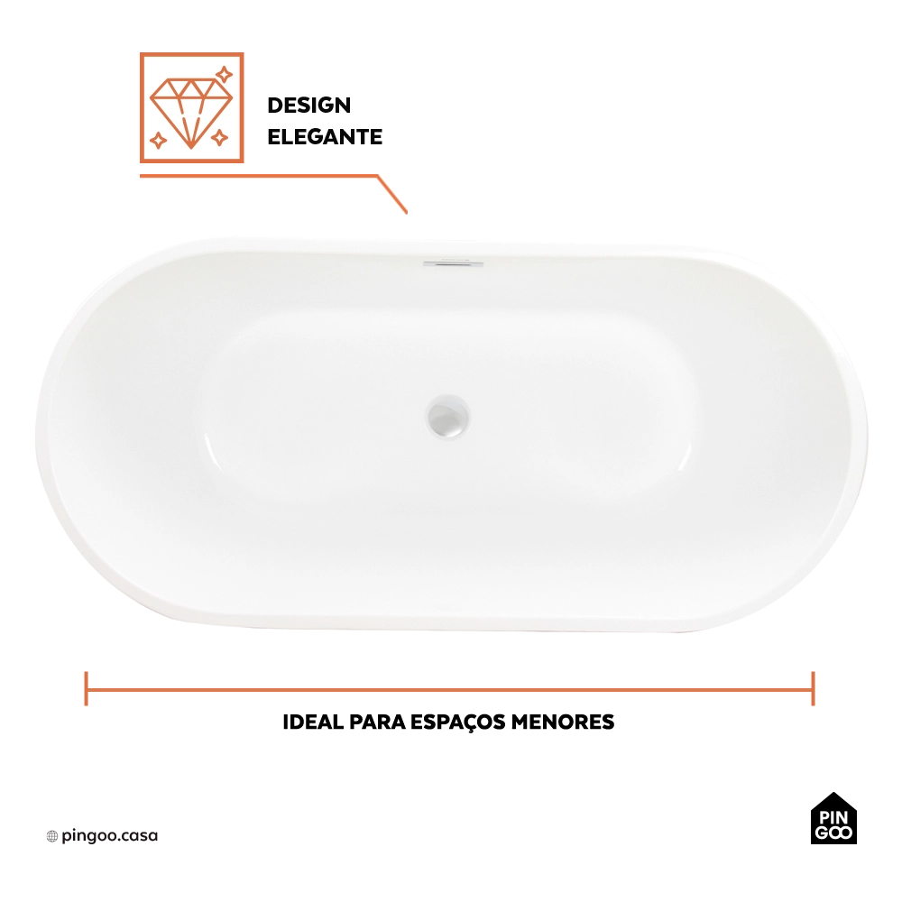 Banheira Freestanding Imersao 148,5 cm Gurupá Pingoo.casa - Branco